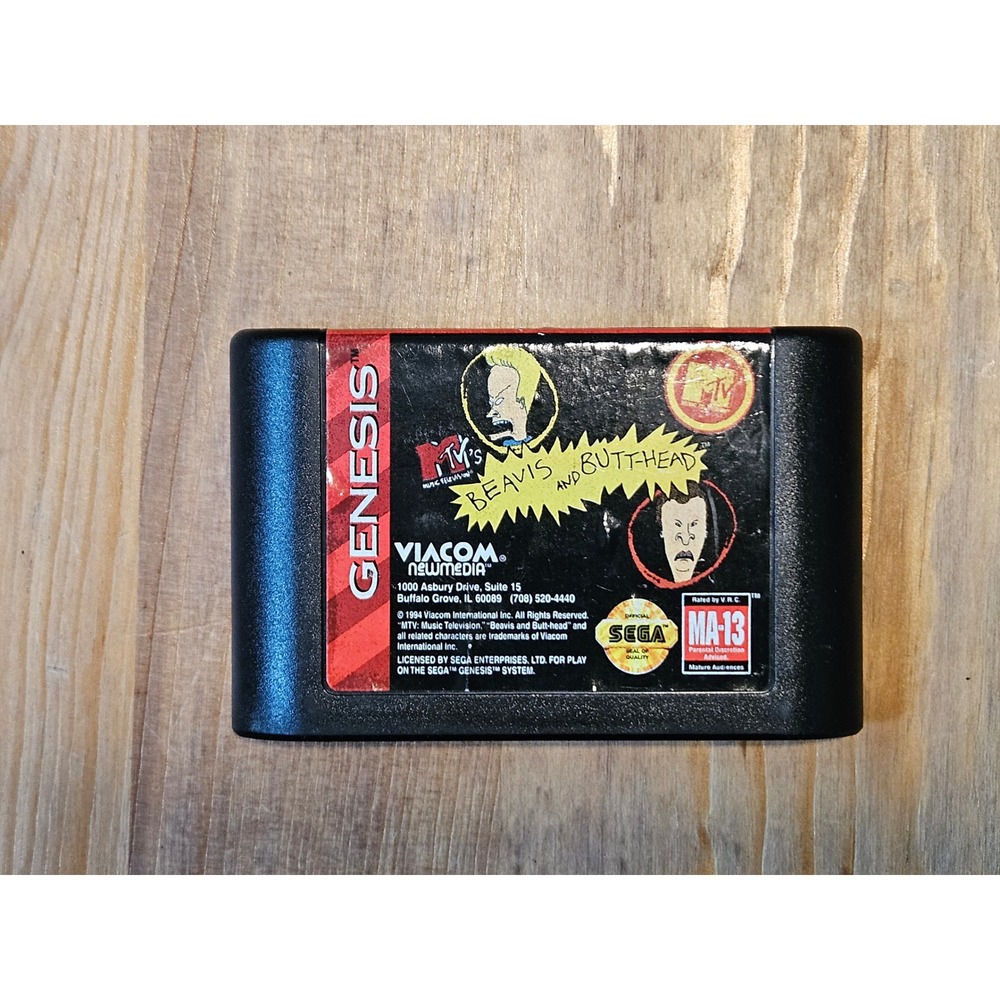 MTV Beavis and Butt-Head Sega Genesis Game Cartridge 1994 Viacom Retro 16-Bit